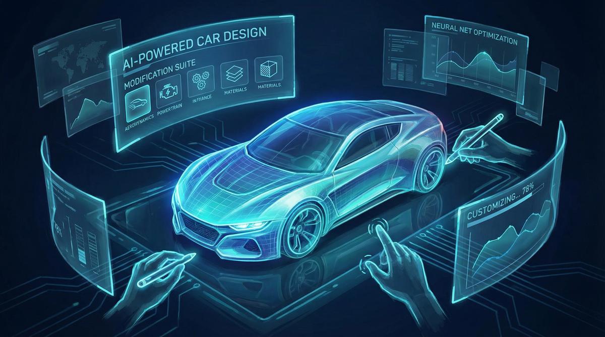 黄色仓库AI汽车改装视频设计